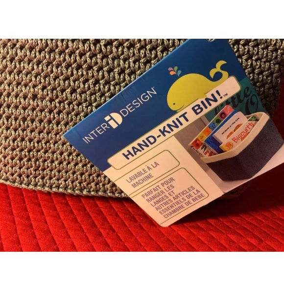 HAND KNIT BIN GREAT FOR ORGANIZING NURSERY 3 P. - Picture 6 of 6